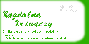 magdolna krivacsy business card